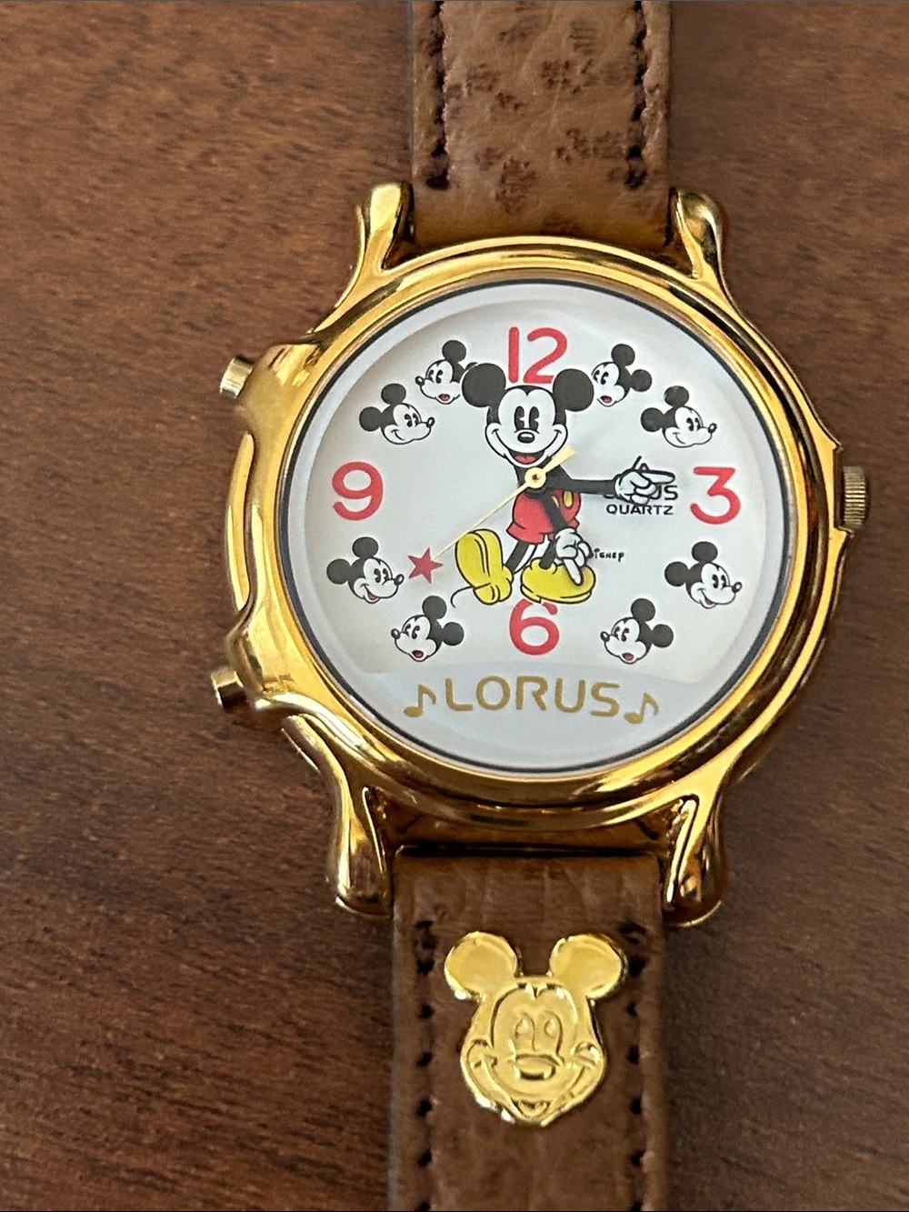 Vintage Singing Lorus Mickey Mouse  Women's Gold-Tone Mickey Mouse Quartz Watch